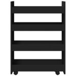 vidaXL Chariot de rangement étroit 4 niveaux noir bois d'ingénierie