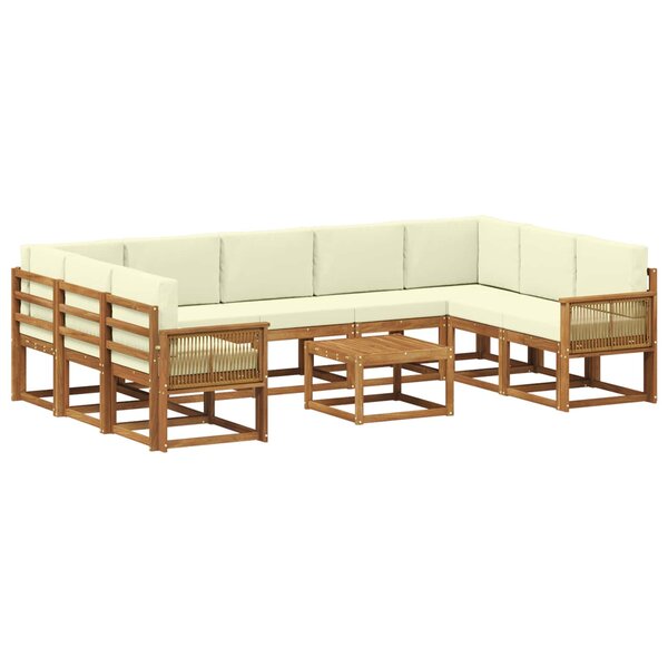 vidaXL Ensemble de canapés d'extérieur 10 pc Naturel et Crème