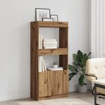 vidaXL Buffet haut chêne artisanal 63x33x140 cm bois d'ingénierie