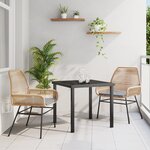 vidaXL Ensemble de salle à manger de jardin 3 pièces avec coussins en rotin poly marron