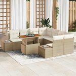 vidaXL Ensemble de salle à manger pour jardin 9 Pièces Beige et crème