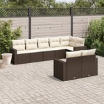 vidaXL Salon de jardin 8 Pièces avec coussins marron résine tressée