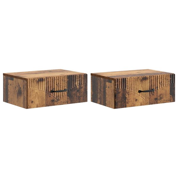 vidaXL Cabinet de chevet mural 2 pc Bois ancien 49 x 34 5 x 20 cm