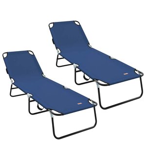 vidaXL Chaise longue pliante 2 Pièces Bleu 56 x 189 x 87 cm tissu