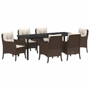 vidaXL Ensemble de salle à manger pour jardin 7 Pièces Marron polyrotin