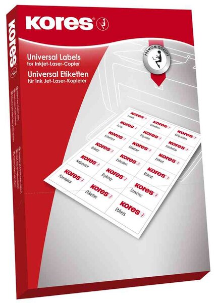 Etiquettes universelles 70 x 37 mm sans bord vert 2400 sur 100f kores