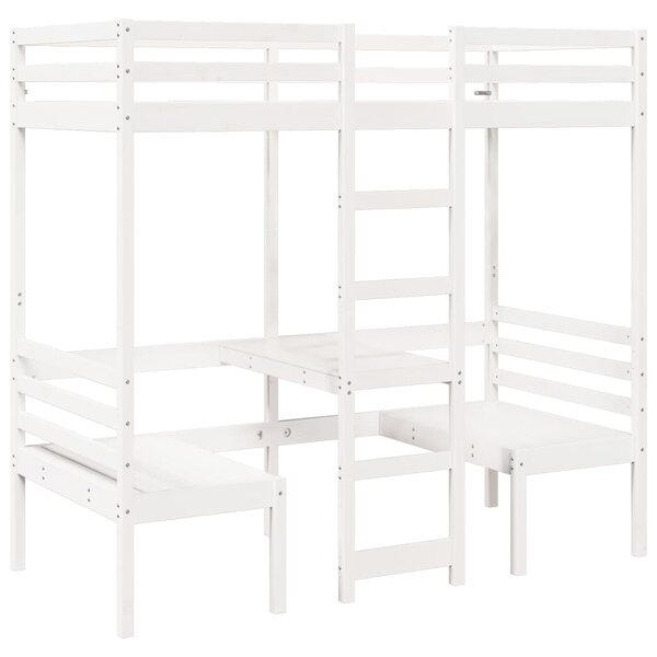 vidaXL Lit mezzanine avec bureau et chaises blanc 80x200 cm pin massif