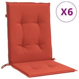 vidaXL Coussins de chaise à dossier bas lot de 6 rouge mélangé tissu