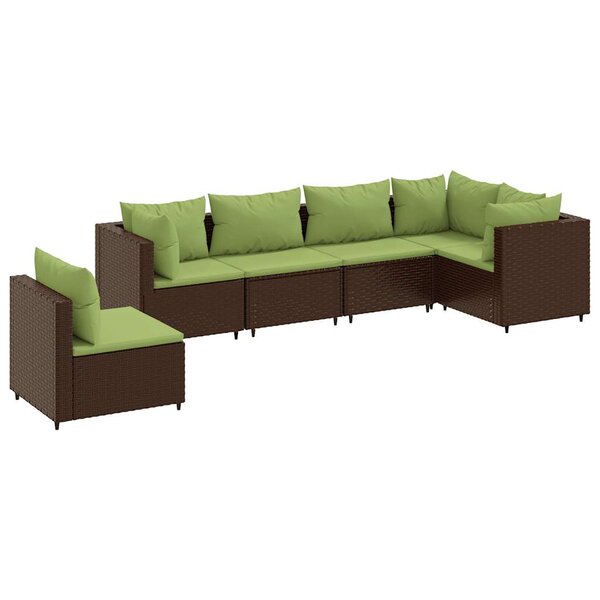 vidaXL Salon de jardin 6 Pièces avec coussins Marron Résine tressée