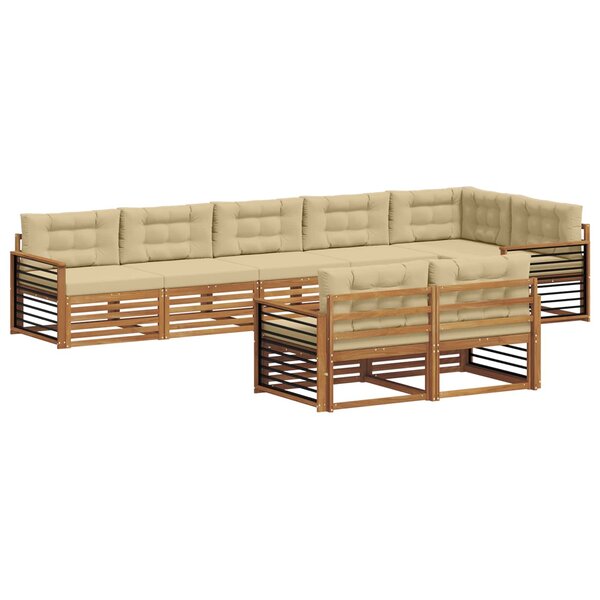 vidaXL Ensemble de canapés d'extérieur 8 pc Naturel et Beige