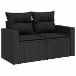vidaXL Salon de jardin 7 Pièces avec coussins noir résine tressée