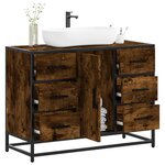 vidaXL Armoire lavabo de salle de bain chêne fumé bois d'ingénierie