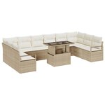 Ensemble de canapé de jardin vidaXL 11 pièces avec coussins Beige Poly Rotin