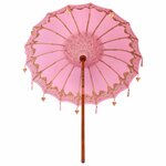 vidaXL Parasol balinais Rose (180-190) x 260 cm Coton et bois massif