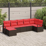 vidaXL Ensemble de Canapés avec coussin 7 Pièces Marron polyrotin