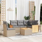 vidaXL Salon de jardin avec coussins 6 Pièces beige résine tressée