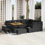 vidaXL Ensemble de canapé de jardin 12 Pièces Noir 100 x 100 x 71 cm