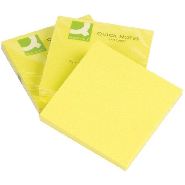 Bloc-notes q-connect quick notes 76x76mm 80feuilles coloris jaune vif Q-CONNECT