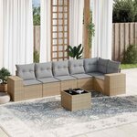 vidaXL Salon de jardin avec coussins 7 Pièces beige résine tressée