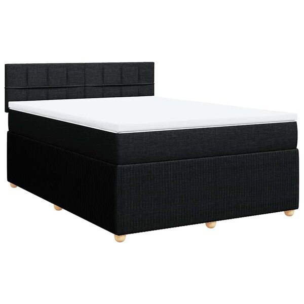 vidaXL Sommier à lattes de lit avec matelas Noir 160x200 cm Tissu