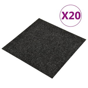Vidaxl dalles de tapis de sol 20 pcs 5 m² noir