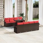 vidaXL Ensemble de canapé de jardin 8 Pièces Marron polyrotin