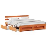 vidaXL Cadre de lit Marron cire 200 x 200 cm Bois massif en pin