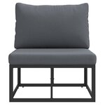 vidaXL Mobilier de jardin avec coussin avec oreiller Noir Aluminium