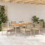 vidaXL Ensemble salle à manger jardin 7 pièces avec coussins Beige Poly Rotin