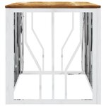 vidaXL Table basse argenté acier inoxydable et bois massif d'acacia