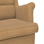 vidaXL Fauteuil à bascule à oreilles en velours marron bois massif