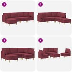 vidaXL Canapé modulaire avec rangement 5 Pièces Bordeaux Tissu