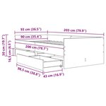 vidaXL Cadre de lit avec tiroir Bois Ancien 90 x 200 cm Pin massif