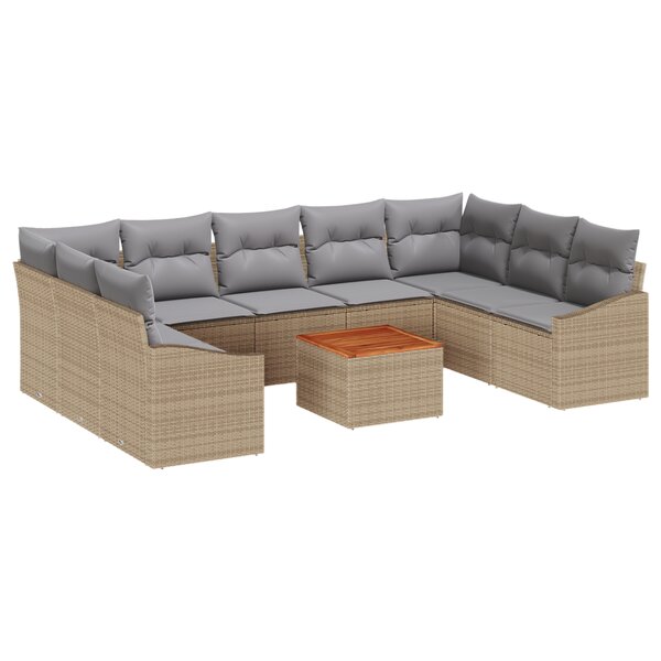 vidaXL Canapés de Jardin 10 Pièces Beige  gris clair 55 x 55 x 37 cm