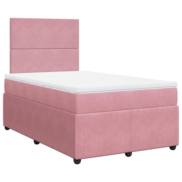 vidaXL Sommier à lattes de lit avec matelas Rose 120x200 cm Velours