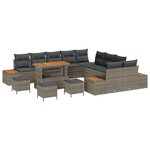vidaXL Ensemble de canapé de jardin avec coussin 14 Pièces Gris