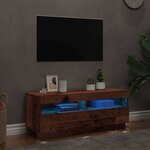 vidaXL Meuble TV avec lumières LED vieux bois bois d'ingénierie
