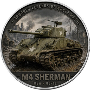 Monnaie M4 SHERMAN Armored Legends of World War II 1 Oz Argent 1$ USA 2026 (PRÉCOMMANDE)