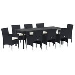 vidaXL Ensemble de salle à manger de jardin 9 pièces noir poly rotin