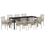 vidaXL Ensemble de Salle à Manger de Jardin 9 Pièces avec Coussins Gris Clair Rotin PE