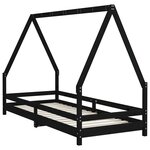 vidaXL Cadre de lit pour enfants noir 80x200 cm bois de pin massif
