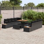 vidaXL Ensemble de canapé de jardin avec coussin 11 Pièces Noir