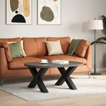 vidaXL Pieds de table basse en forme de X  2 pièces  noir  70 x (42-43) cm  acier