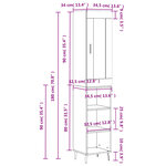 vidaXL Buffet haut Sonoma gris 34 5x34x180 cm Bois d'ingénierie