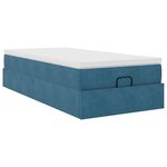 vidaXL Cadre de lit ottoman avec matelas bleu foncé 90x190 cm velours