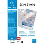 Etui Carton De 100 Pochettes Perforées Polypropylène Lisse Haute Résistance 9/100e - A4 - Cristal - X 10 - Exacompta