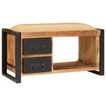 vidaXL Banc de rangement avec toile 80x35x40 cm en bois massif brut de mangue