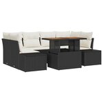 vidaXL Ensemble de salle à manger pour jardin 7 Pièces Noir et Crème