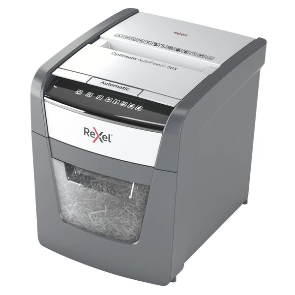 Rexel déchiqueteuse de papier en coupe transversale optimum auto+ 50x