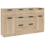 vidaXL Ensemble de buffets 3 Pièces Chêne sonoma Bois d'ingénierie